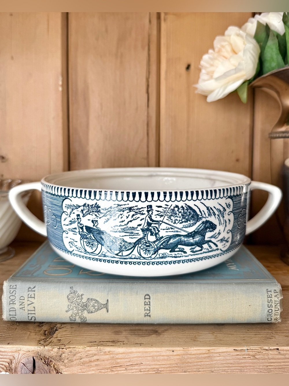 Vintage Royal China Currier & Ives Casserole Dish. no lid